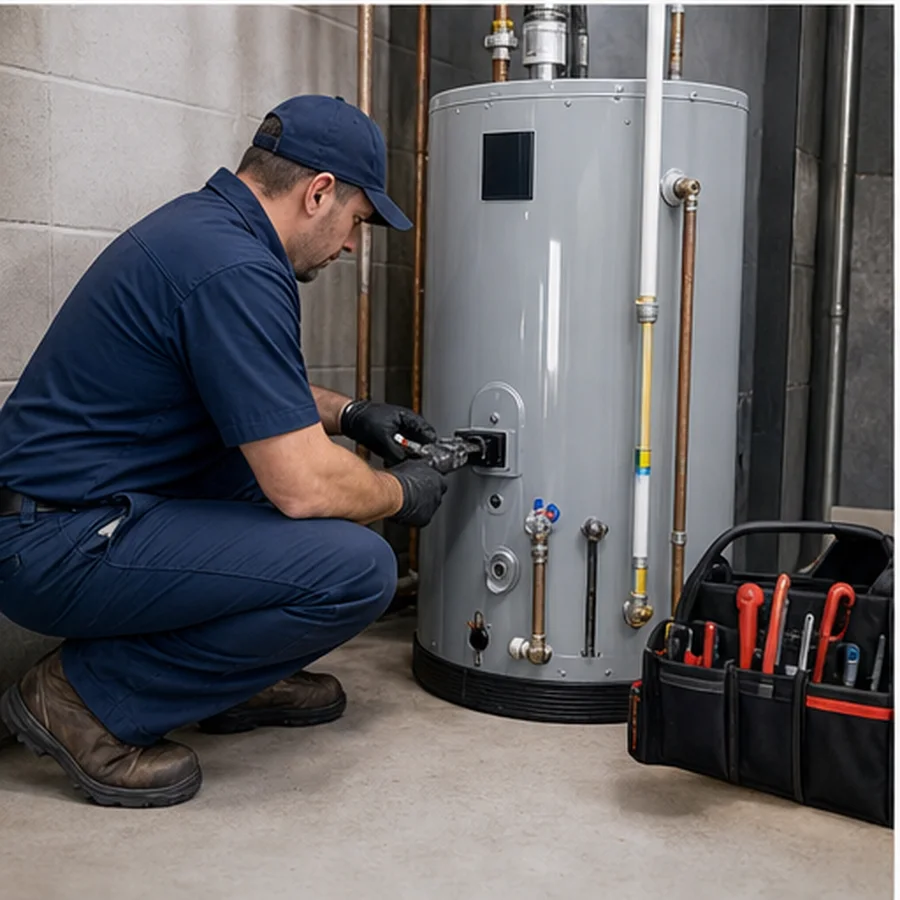Residential water heater with copper plumbing connections